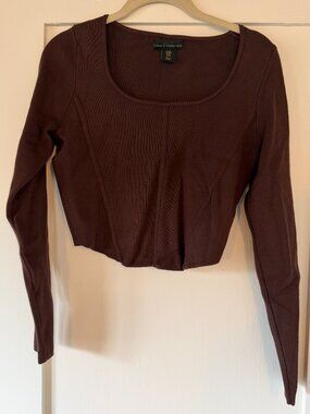 House of Harlow Brown Knit Crop Top Medium